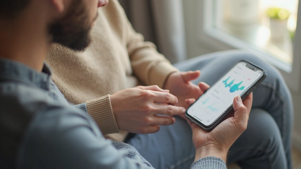 Мобильное приложение для управления семейным бюджетом на экране смартфона с красивыми диаграммами