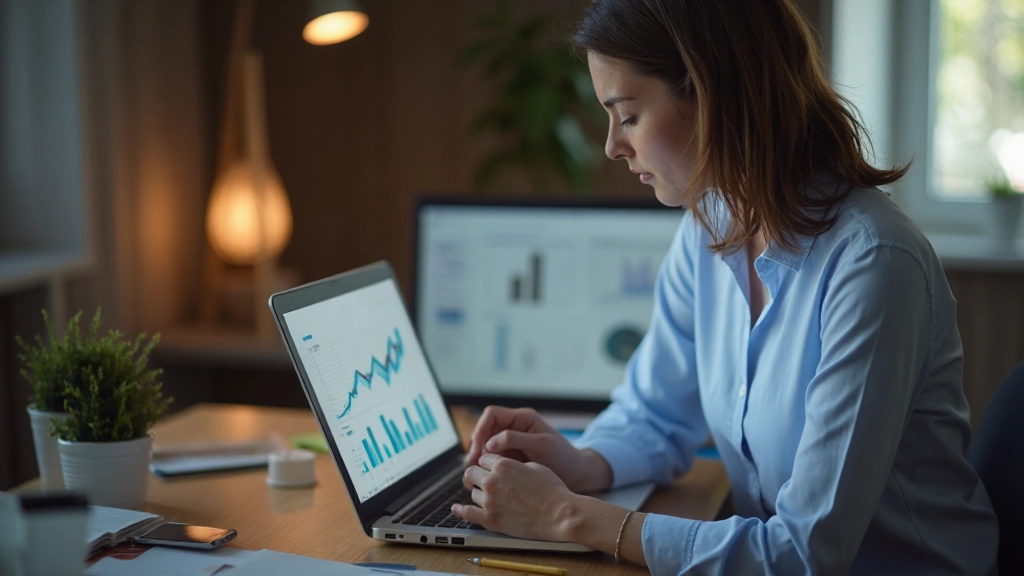 Профессиональная визуализация финансовых данных на экране компьютера с графиками и диаграммами